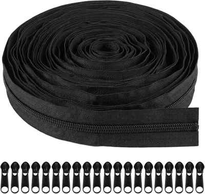 Imagen del producto de Metro de cremalleras, 10 metros, con 20 deslizadores metálicos, de nylon, para confección de prendas de vestir