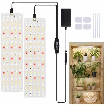 Produktbild von 2 Stück 20W LED Vollspektrum Pflanzenlampe, Dimmbar Wachstumslampe mit Timer, Zimmerpflanzen Pflanzenlicht, Grow Lampe
