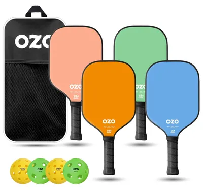 Obrázok produktu pre Sada na pickleball OZO, 4 rakety + 4 lopty + taška, hybridné rakety pre začiatočníkov