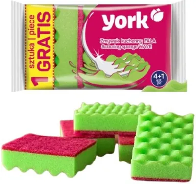 Produktbild von Gewellter Scheuerschwamm WAVE 4+1 Stück - YORK