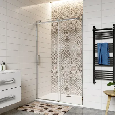 Produktbild von Größe:145x195cm aus 8mm Nano+ESG Gals Schwebetür Glasschiebetür Nischentür Dusche Duschabtrennung Galswand Tür