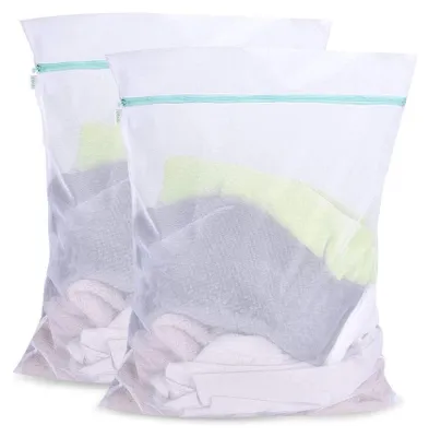 Imagen del producto de Bolsa de lavado para ropa delicada - 2 unidades - 60 x 80 cm - Poliéster - Malla fina con cremallera
