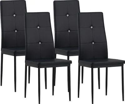 Produktbild von Albatros Esszimmerstühle DIAMOND 4er Set, Schwarz - Edler Diamant-Look, Polsterstuhl Kunstleder-Bezug Modernes Stilvolles Design am Esstisch Küchenstuhl Stuhl Esszimmer hoher Belastbarkeit