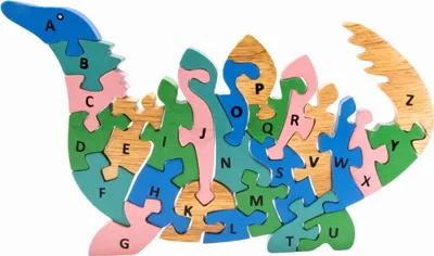 Produktbild von Alphabet Holzpuzzle Dino Stegosaurus mit Buchstaben A-Z- 3925