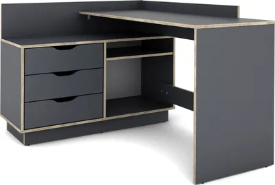 Obrázek produktu pro byLIVING Rohový psací stůl Belfast, možnost montáže vpravo nebo vlevo, 129 x 105 cm, v 83,5 cm, v antracitové barvě