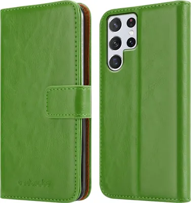 Produktbild von Cadorabo Hülle für Samsung Galaxy S22 ULTRA Schutzhülle in Grün Handyhülle Book Tasche Case Etui Luxury