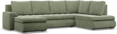 Produktbild von U-Sofa mit Schlaffunktion Foresta, Ottomane, Cord - Grün