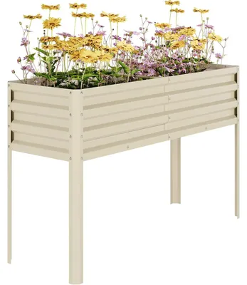 Immagine prodotto di Aiuola rialzata/fioriera - Aiuola rialzata con piedini - 127x43x81 cm - Per ortaggi/fiori/erbe aromatiche - Esterno (giardino/terrazza) - Beige