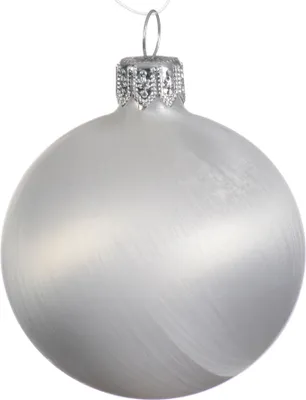 Produktbild von Weihnachtskugeln Glas 10cm mundgeblasen 4er Box - Weiß Eislack