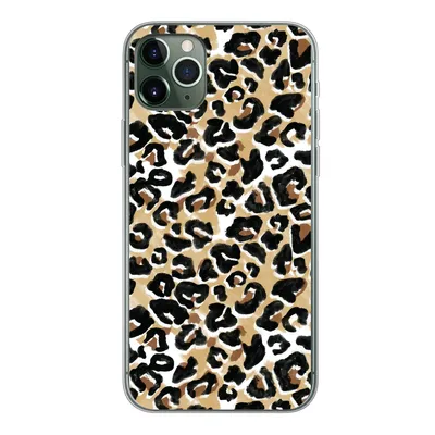 Produktbild von MuchoWow® Handyhülle Schutzhülle Hülle für iPhone 11 Pro Max Tierdruck - Panther - Braun - Aquarell Silikon Softcase Handy Hülle - Schutz