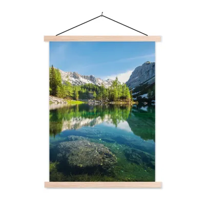 Produktbild von MuchoWow® Textilposter Wasser - Berge - Felsen 40x53 cm mit holzfarbenen Rahmen - Schlafzimmer