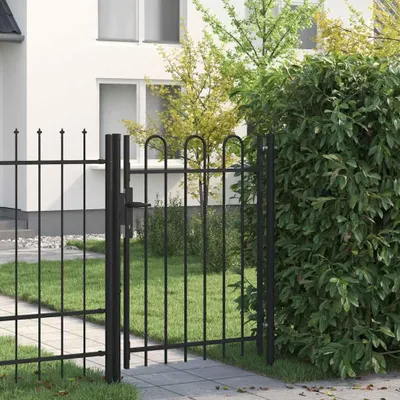 Obrázok produktu pre vidaXL Brána BOXTEL Jednokrídlová s oblúkovým zakončením, oceľová, 1 x 1,2 m, čierna