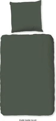 Immagine prodotto di Set di biancheria da letto in puro poliestere Pure uni dark olive Colore verde Dimensioni 135x200+80x80