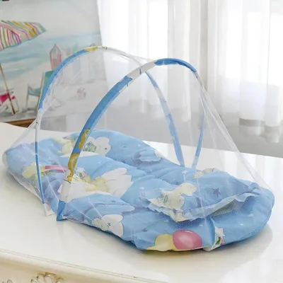 Obrázok produktu pre Detská sieťka na postieľku – cestovná sieťová búda – ochrana pre bábätko – priedušná sieťovina – 92x48x42 cm – biela
