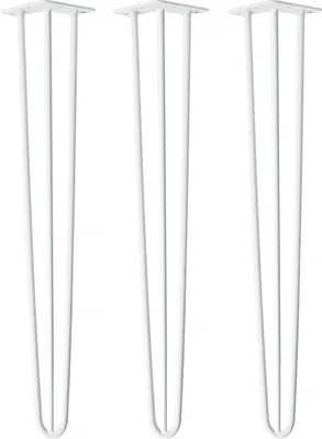 Immagine prodotto di Natural Goods Berlin Gambe HAIRPIN, gambe a forcina, gambe per mobili, gambe per tavoli, bianco, 71 cm, 3 montanti, 3 pezzi
