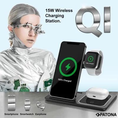 Produktbild von PATONA Wireless Ladegerät Smartphone iPhone Watch AirPods