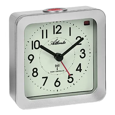 Produktbild von Atlanta 1854/19 Wecker Funk Funkwecker silbern eckig mit Licht Snooze