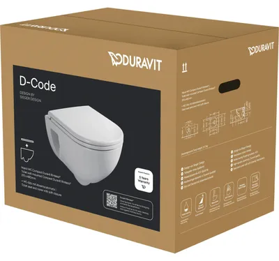 Produktbild von Duravit WC-Set, D-Code 2.0, wandhängend, spülrandlos, mit Absenkautomatik, weiß hochglanz, 1 Stk.