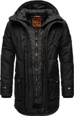 Produktbild von Stone Harbour warme Herren Winterjacke Parka Outdoor Luxus Doppel Kapuze Tahaa Schwarz Gr. 48 - M