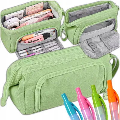 Immagine prodotto di KRUMAD Astuccio con manico per ragazzi e ragazze, pratico ed elegante astuccio per la scuola, leggero e funzionale, azzurro