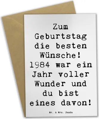 Produktbild von Mr. & Mrs. Panda Grußkarte Spruch 1984 Geburtstag - Weiß - Geschenk, Happy Birthday, Geburtsjahr, persönliche Anerkennung, Geburtstagskind, hochzeitskarten, Party, Alter