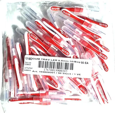 Immagine prodotto di GUM TRAV-LER scovolini interdentali rossi 0,8 mm - 50 pezzi in busta