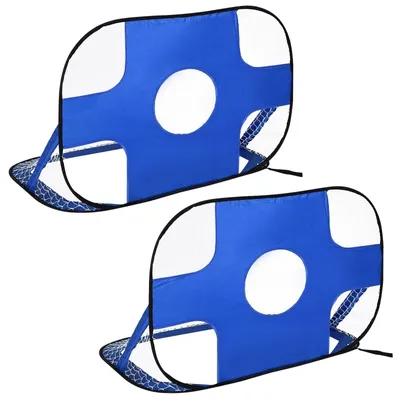 Image de But de football pliable 2 en 1 | Couleur : Bleu | Dimensions : 48,42 x 31,49 x 31,49 cm