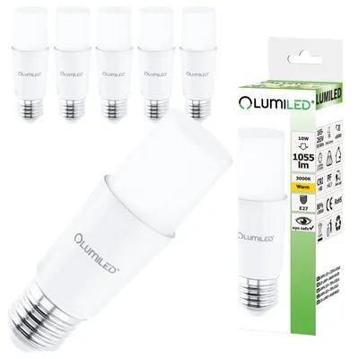 Produktbild von LUMILED 6x E27 LED Lampen Stabform 10W = 75W LED Stick Birnen 1055lm Warmweiß 3000K Maiskolben Leuchtmittel Energiesparlampe Stablampe T45