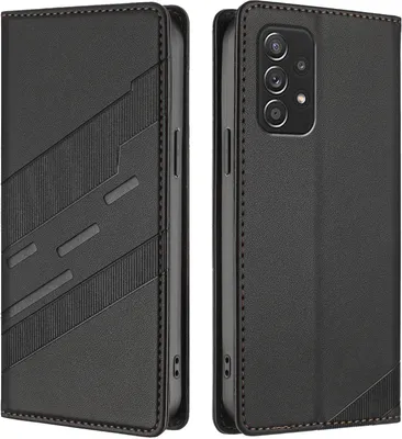 Image de Etui pour Samsung Galaxy A52 4G/A52 5G/A52s 5G, étui portefeuille en cuirPolyuréthaneavec fente pour cartes et fonction stand Schwarz