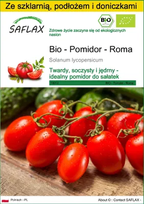 Zdjęcie produktu dla SAFLAX - Zestaw do uprawy - Bio - Pomidor - Roma - 15 Nasiona - Z mini szklarnią, podłożem uprawowym i 2 doniczkami - Solanum lycopersicum
