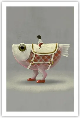 Produktbild von Poster - Poster ohne Rahmen - Surreal Fisch Kind - 61x91,5 cm - Wand Bild - Wanddeko - Wandbilder - Kunstposter - Wandposter - Bilder - Kunstdruck - Wanddekoration - Wandbild - P2XPA61x91-4897