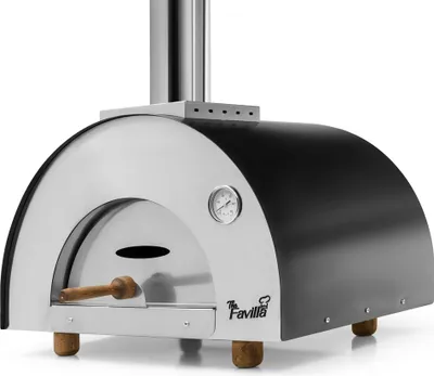 Image de Favilla "OVENELLA" Four à pizza à bois en acier inoxydable pour le jardin et la terrasse - four d'extérieur haut de gamme pour des pizzas italiennes croustillantes