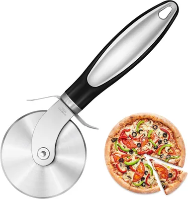 Produktbild von Großer Pizzaschneider für die Küche, Pizzaschneider aus Edelstahl, Pizzarad mit scharfer Klinge und rutschfestem Griff, spülmaschinenfest, perfektes Küchengerät für den Haushalt, 1 Stück (Pizzarad)