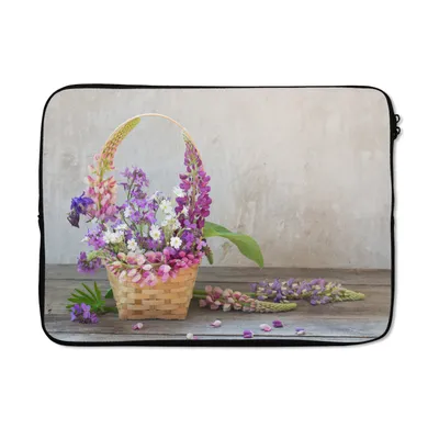 Produktbild von MuchoWow® Laptop Hülle 14 ZollKorb - Blumen - Stilleben Laptoptasche - Laptoptasche - Stoßsicher - Schutzhaube