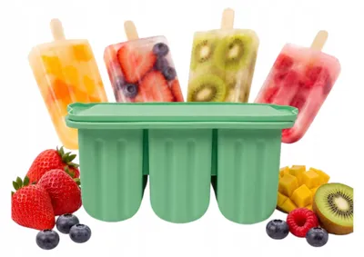 Produktbild von Silikon-Eisformen (10 Stück) + Stiele (50 Stück) für hausgemachtes Sorbet-Eis