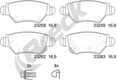 Produktbild von BRECK Bremsbeläge Satz Hinten Bremsklötze für OPEL Astra G CC (T98) 23258 00 704 10
