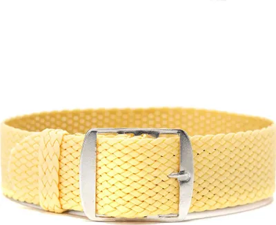 Produktbild von ClassicWatchStraps Perlon Uhrenarmband - Hellgelb, 20 mm, Silber gebürstet