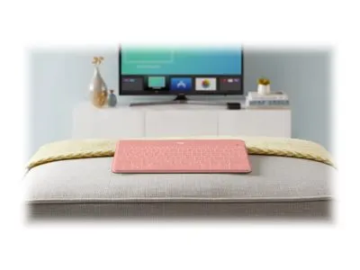 Zdjęcie produktu dla Logitech Keys-To-Go, Amerykański międzynarodowy, 1,7 cm, 1,2 mm, Apple, iPad, iPhone, Apple TV, Różowy