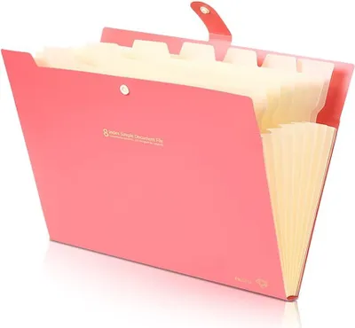 Produktbild von Ästhetische Ordner in Briefgröße mit 8 Fächern und Druckknopfverschluss - Rosa