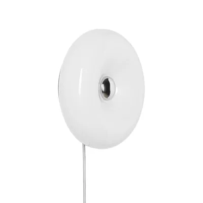 Obrázok produktu pre Biele, kruhové LED nástenné svietidlo zo skla, Ø 30 cm, 12 W, farebná teplota 3000 K/4000 K/6000 K, s káblom, zástrčkou a vypínačom