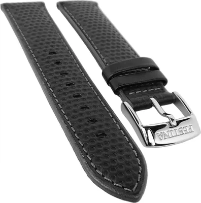 Produktbild von Festina Uhrenarmband | Leder 22mm schwarz mit Kontrastnaht F20202/1