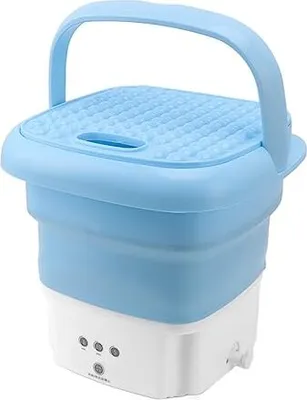 Produktbild von Tragbare Waschmaschine, Mini -Maschinenentrockner, Eimer -Spinzyklus, faltbare Unterwäsche -Socken, Studentenhäuser (blau)