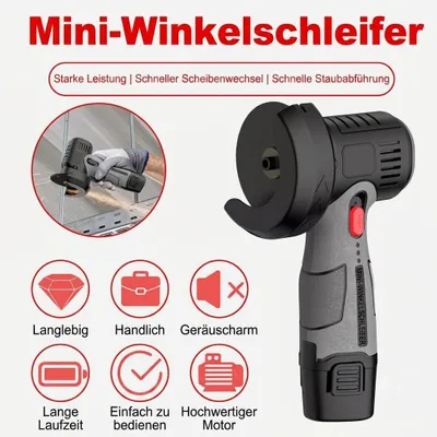 Produktbild von 12V Akku Mini Winkelschleifer mit 2 Akkus, 75mm Trennschleifer, Flex für Schneiden, Schleifen und Polieren