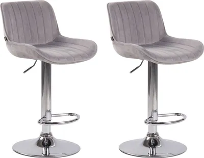 Produktbild von 2er Set Barhocker Lentini Samt chrom grau