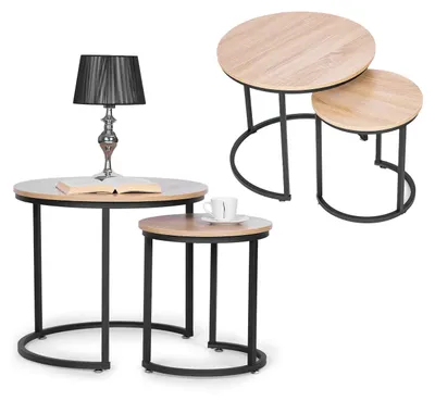 Obrázek produktu pro Sada 2 konferenčních stolků, kulatý design Loft