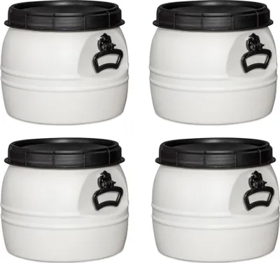 Produktbild von 4 x 30 Liter weiß Futtertonne Weithalsfass mit Drehdeckel Transporttonne Fass mit Schraubdeckel