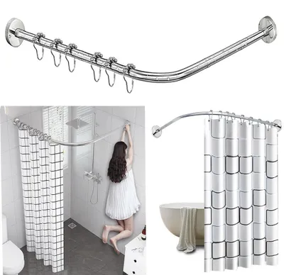 L-förmige Duschstange, Edelstahl, ausziehbar 90-130 cm, Eckmontage