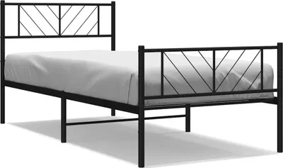 Produktbild von vidaXL Bettgestell mit Kopf- und Fußteil Metall Schwarz 100x190 cm