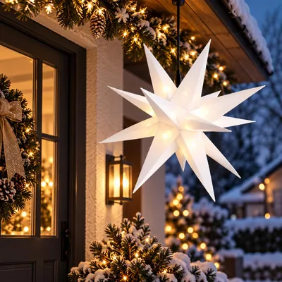 LED Weihnachtsstern Weiß Ø 25cm Fensterstern Faltstern Innen und Aussen