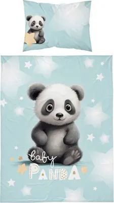 Obrázek produktu pro Povlečení 100x135 do dětské postýlky panda